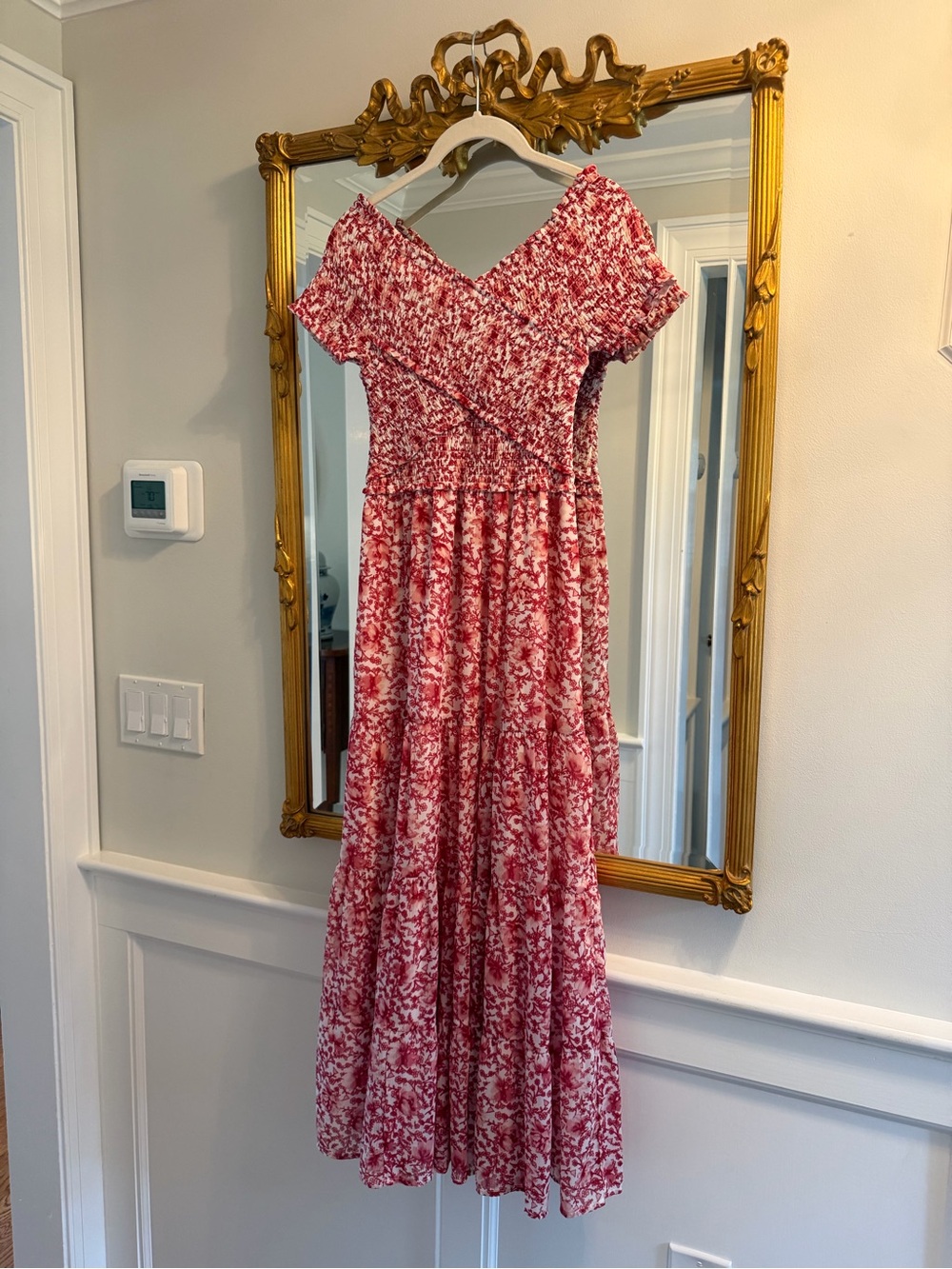 BB Dakota Floral Midi Dress in Red & White Size XS Like New